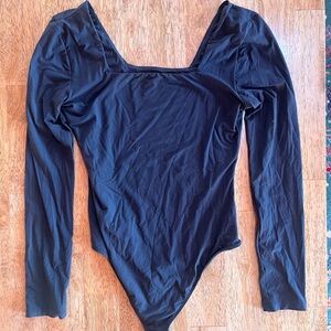 Quince Black Long Sleeve Bodysuit